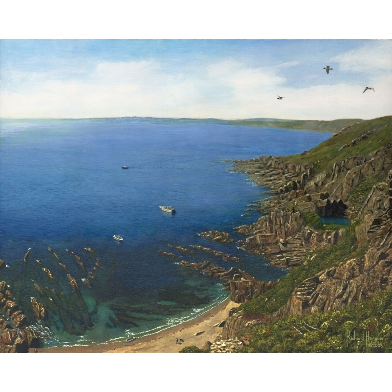 August Afternoon - Whitsand Bay From Rame Head Cornwall Poster Print By Richard Harpum